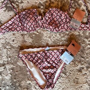 Shade & Shore Pink Floral Bikini Top and Bottom Set